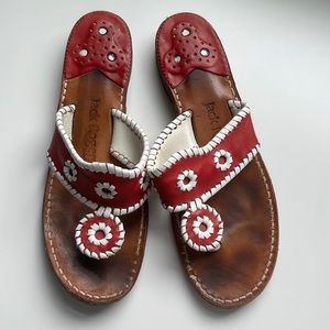 Jack Rogers Red & White Classic Leather Sandals